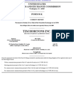 Tim Hortons Inc. 8-K (Events or Changes Between Quarterly Reports) 2009-02-20