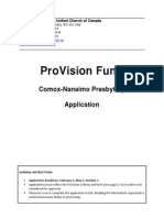 Provision Fund: Comox-Nanaimo Presbytery Application