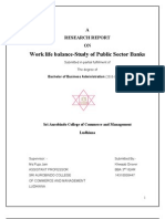 Work Life Balance-Study of Public Sector Banks: A Research Report ON