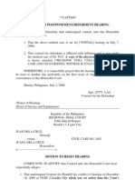 Motions For Deferment/Postponement/Resetting and Pre-Trial Brief (Civil)