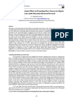 A Pre-View of Government Efforts in Promoting Mass Literacy in Nigeria Lessons From Adult Education Historical Research