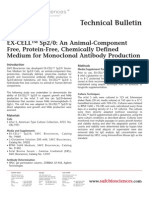 SAFC Biosciences - Technical Bulletin - EX-CELL™ Sp2/0: An Animal-Component Free, Protein-Free, Chemically Defined Medium For Monoclonal Antibody Production