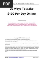 20 Ways To Make 100 Per Day Online