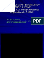 Overview of Graft & Corruption in The Philippines, R. A. 3019, R. A. 6713 & Ombudsman Organization (R. A. 6770)