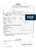 Application Form For Inclusion of Names in Electoral Roll