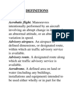 Acrobatic Flight. Manoeuvres: Definitions