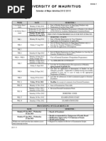 Unive Rsity of Ma U Ri Tius: Calendar of Major Activities 2012/2013