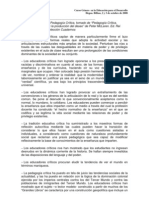 Algunos Rasgos de La Pedagogía Crítica Tomados de Pedagogía Crítica, Resistencia Cultural y La Producción Del Deseo de Peter MC Laren