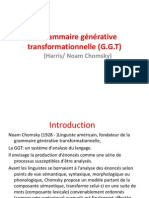 La Grammaire Générative Transformationnelle (G