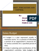 Sales Budget, Forcasting and Control: By:-Jitendra Singh Roll No. - 19 PGDM Iv Sem