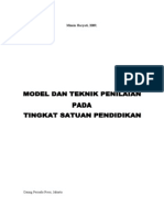 Model Dan Teknik Penilaian Pada Tingkat Satuan Pendidikan