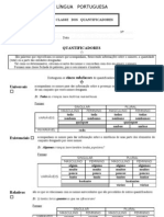 A CLASSE DOS QUANTIFICADORES - Ficha de Trabalho