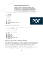 Construction Estimating Using Excel