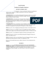 Decreto n0. 393-97 Que Crea La Autoridad Metropolitana Del Transporte (Amet)