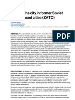 Right To The City in Former Soviet Union Closed Cities (ZATO)