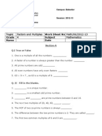 Worksheet Class 4 Factors and Multiples