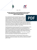 Questions and Answers On The Participation of Private Schools in Providing Supplemental Educational Services (SES) Under No Child Left Behind