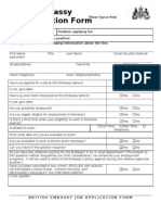 British Embassy Job Application Form: Please Type or Print