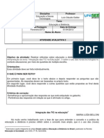 ATIVIDADE AVALIATIVA 2 Integração Das TIC Na Educação