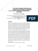 A Study On The Relationship Between Job Satisfaction and The Attitude of Teaching Staff in Self Financing Engineering Colleges