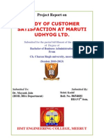 Study of Customer Satisfaction at Maruti Udhyog LTD.: Project Report On