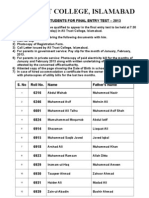 Ali Trust College, Islamabad Result 2013