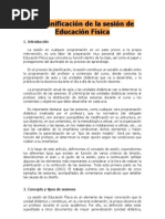 La Planificación de La Sesión de Educación Física