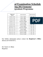 Revised Final Examination Schedule: Spring 2013 Semester