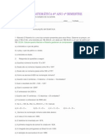 Avaliação Matemática 6º Ano 1º Bimestre