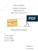 Christ University Department of Commerce I: Subject: Other Taxes Topic: Goods and Services Tax