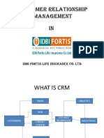 Customer Relationship Management IN: Idbi Fortis Life Insurance Co. LTD