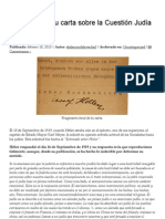 Adolf Hitler y Su Carta Sobre La Cuestión Judía en 1919