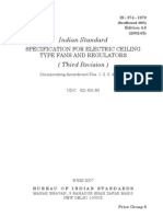 Indian Standard: Specification For Electric Ceiling Type Fans and Regulators