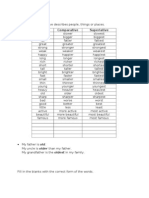 Adjectives: Positive Comparative Superlative