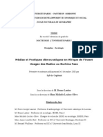 Médias Et Pratiques Démocratiques en Afrique de L'ouest. Usages Des Radios Au Burkina Faso