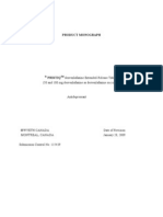 Pristiq (Desvenlafaxine) Product Monograph For Canada