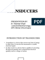 Transducers: Presentation By: Er. Harpreet Singh Lecturer (Electrical Engg.) GPC Mohali (Khunimajra)