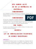 Ley de Inmovilizacion Voluntaria de Bienes Registrados Decreto 62-97