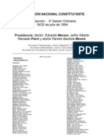 Reforma Constitucional de 1994. Argentina. Debate Del 19 de Julio de 1994