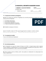 Avaliação de História I Unidade - 8º Ano A