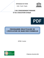 Programme Réactualisé de L'education de Base Non Formelle, République Du Tchad (Novembre 2011)