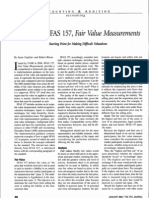 Analysis of SFAS 157, Fair Value Measurements: Starting Point For Making Dijficult Valuations