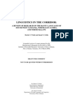 Linguistics in The Corridor: A Review of Research On The Bantu Languages of South West Tanzania, North East Zambia, and North Malawi