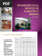 Estandares en El Servicio de Alimentos y Bebidas PP