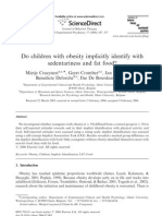 Do Children With Obesity Implicitly Identify With Sedentariness and Fat Food