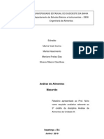 Trabalho de Analise de Alimentos - Relatorio