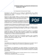 OIT - Convenio 87, Sobre La Libertad Sindical y La Protección Del Derecho de Sindicación