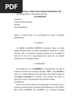 Autorizacion y Poder para Cobrar Pension Del Ivss