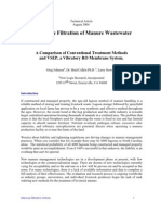 Membrane Filtration of Manure Wastewater