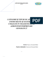 Categorii Și Tipuri de Aparate, Instrumente Și Materiale Utilizate În Teledetecție Și Aerofotointerpretare Geografică